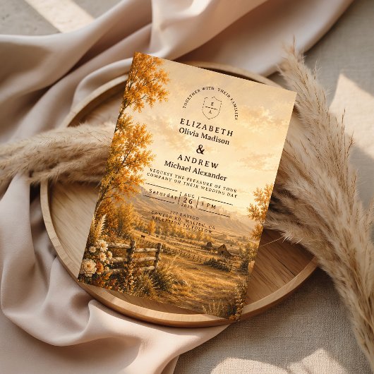 Rustikale Western-Hochzeit im Herbst Einladung