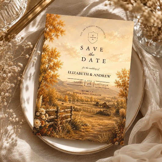 Rustikale Western-Hochzeit im Herbst Save The Date