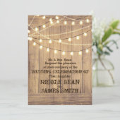 Rustikale Western-Hochzeit mit Holz und Lichtern Einladung (Stehend Vorderseite)