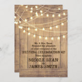 Rustikale Western-Hochzeit mit Holz und Lichtern Einladung (Vorne/Hinten)