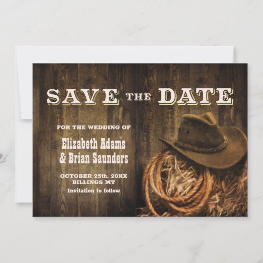 Rustikale Western-Hochzeit Save The Date (Vorderseite)