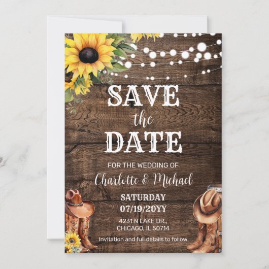 Rustikale Western-Hochzeit - Save the Date Einladung (Vorderseite)