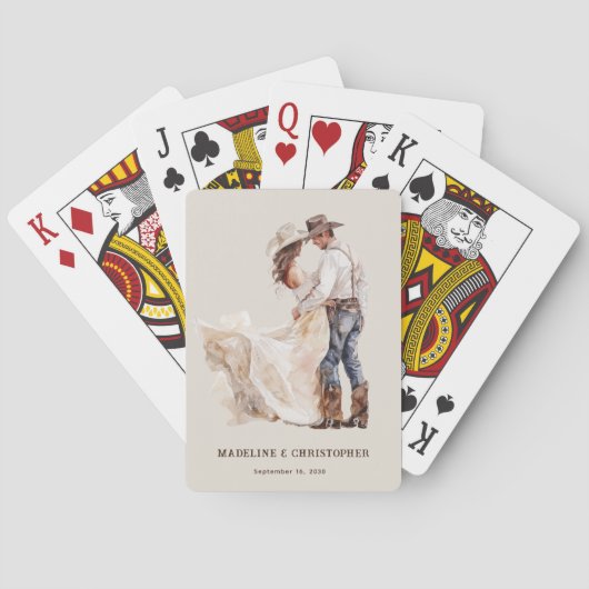 Rustikale Western-Hochzeit Spielkarten (Rückseite)
