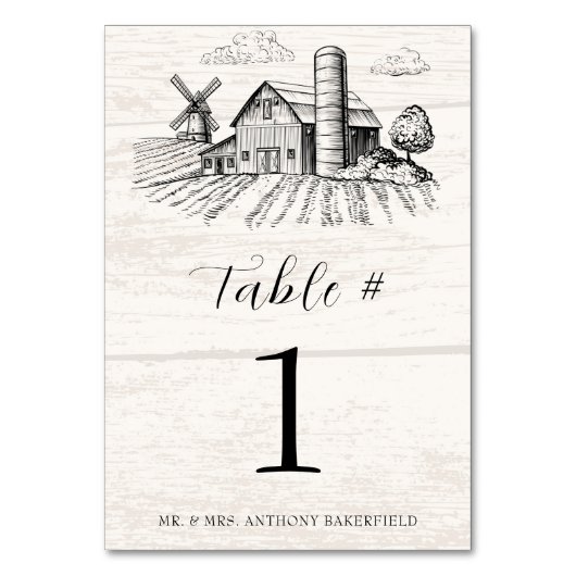 Rustikale Western-Hochzeit Tischnummer (Vorderseite)