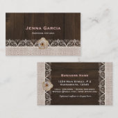 Rustikale Western-Holzfaser & Burlap-Visitenkarte Visitenkarte (Vorne/Hinten)