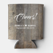 Rustikale Western Holzkornstall Hochzeit Dosenkühler (Vorderseite)