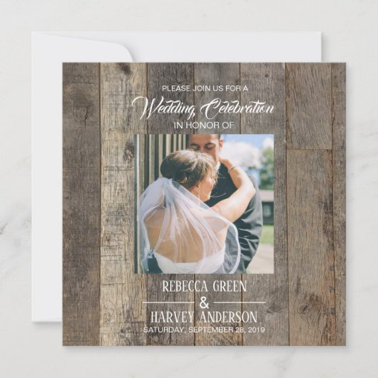 Rustikale Western Holzkornstall Hochzeit Einladung (Vorderseite)