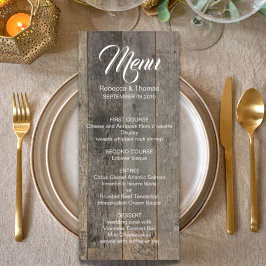 Rustikale Western Holzkornstall Hochzeit Menükarte