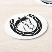 Rustikale Western Horse Country Wedding Horseshoe Runder Pappuntersetzer (Angewinkelt)