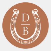 Rustikale Western-Hufeisen-Monogramm-Hochzeit Runder Aufkleber (Vorderseite)