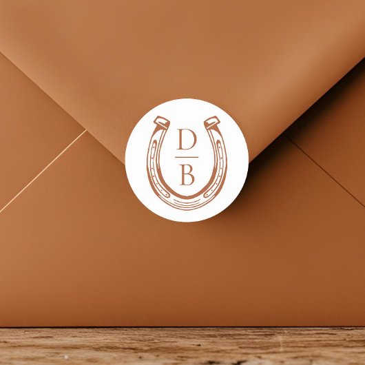 Rustikale Western-Hufeisen-Monogramm-Hochzeit Runder Aufkleber