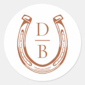 Rustikale Western-Hufeisen-Monogramm-Hochzeit Runder Aufkleber (Vorderseite)