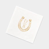 Rustikale Western-Hufeisen-Monogramm-Hochzeit Servietten Mit Folie (Links)