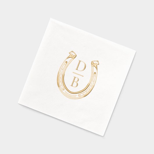 Rustikale Western-Hufeisen-Monogramm-Hochzeit Servietten Mit Folie (Links)