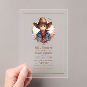 Rustikale Western Kleine Cowboy-Baby-Party Acryleinladungen