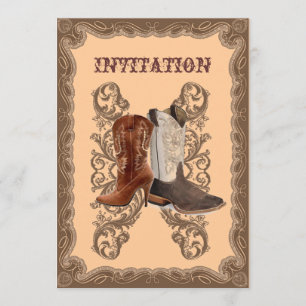 Rustikale Western-Land-Cowboy-Hochzeit Einladung