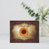rustikale Western Land Sonnenblumen Hochzeit danke Postkarte (Stehend Vorderseite)