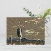 Rustikale Western Landkaktus Hochzeit Einladung (Stehend Vorderseite)