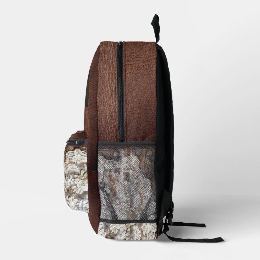 Rustikale Western Leder- und Spitzen-Rucksack-Tasc Bedruckter Rucksack (Rechts)