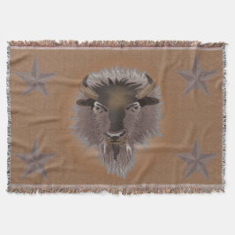 Rustikale Western Plains Bison Throw Blanket Decke