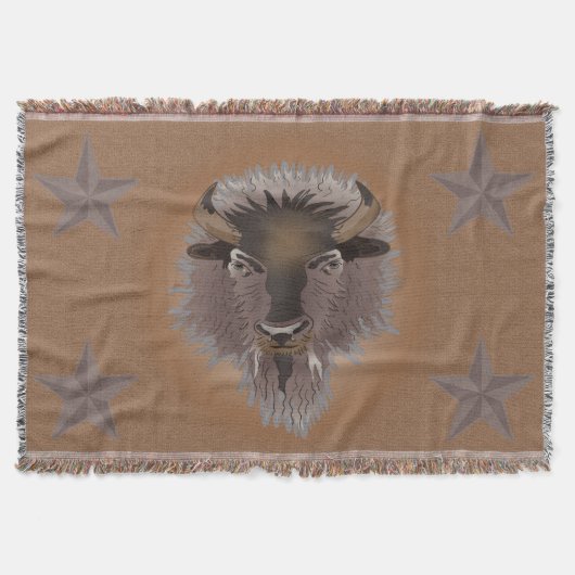 Rustikale Western Plains Bison Throw Blanket Decke (Vorderseite)