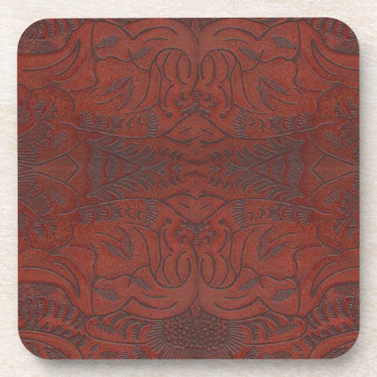 Rustikale Western Ranch - Gewendetes Lederlook III Getränkeuntersetzer (Vorderseite)