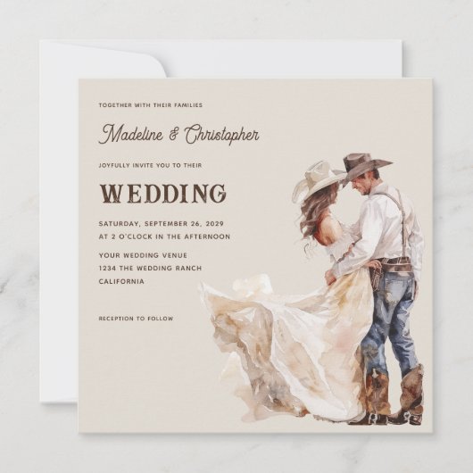 Rustikale Western Ranch Hochzeit Einladung (Vorderseite)