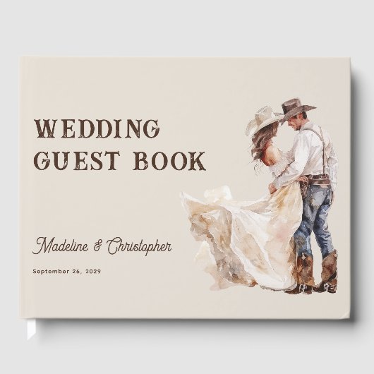 Rustikale Western Ranch Hochzeit Gästebuch (Vorderseite)