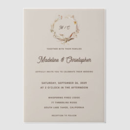 Rustikale Western-Ranch-Monogramm-Hochzeit Pergament Einladungen