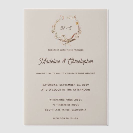 Rustikale Western-Ranch-Monogramm-Hochzeit Pergament Einladungen (Vorderseite)