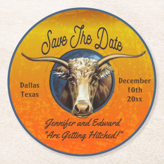 Rustikale Western Save The Date Untersetzer (Vorderseite)