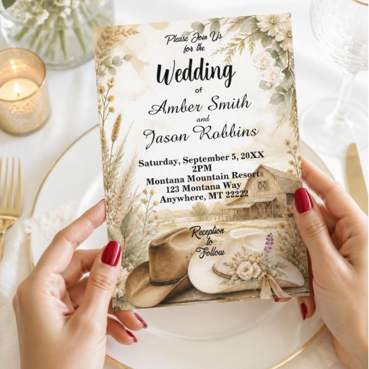 Rustikale Western-Scheunen-Hochzeitseinladung Einladung
