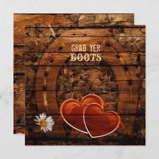 Rustikale Western-Scheunen-hölzerne Einladung (Vorne/Hinten)