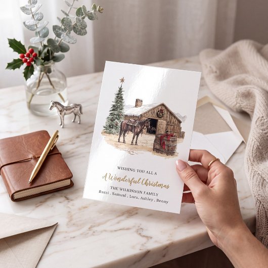 Rustikale Western-Scheunen-Weihnachtskarte Feiertagskarte