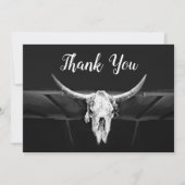 Rustikale Western-Schwarz-Weiß-Bullen-Hochzeit Dankeskarte (Vorderseite)