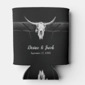 Rustikale Western-Schwarz-Weiß-Bullen-Hochzeit Dosenkühler (Rückseite)