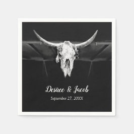 Rustikale Western-Schwarz-Weiß-Bullen-Hochzeit Serviette
