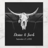 Rustikale Western-Schwarz-Weiß-Bullen-Hochzeit Weinetikett (Einzelnes Label)