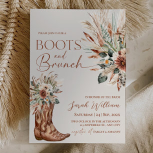 Rustikale Western-Stiefel Brunch Brautparty Einladung