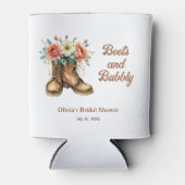 Rustikale Western-Stiefel und sprudelnde Brautpart Dosenkühler (Vorderseite)