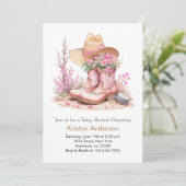 Rustikale Western Style Cowgirl Babydusche Einladung (Stehend Vorderseite)