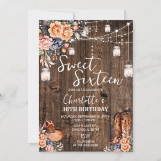 Rustikale Western Sweet Sixteen Einladung