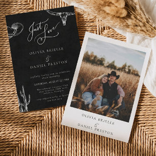 Rustikale Western-Tafel Cowboy-Foto-Hochzeit Einladung