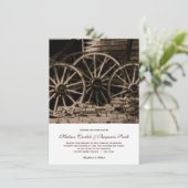 Rustikale Western Wagon Wheding Einladungen (Stehend Vorderseite)