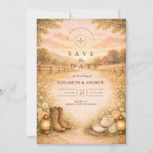 Rustikale Western-Wiesen-Hochzeit Save The Date (Vorderseite)