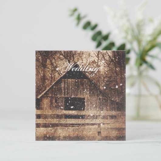 rustikale Western Wintermärsche Einladung (Stehend Vorderseite)