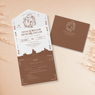 Rustikale Western Wüste Cowboy Boots Skull All In One Einladung