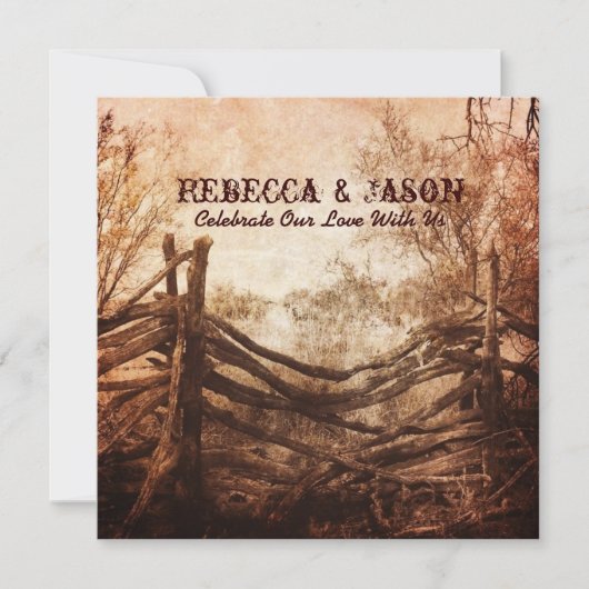 rustikale Westernland-Bauernhofhochzeit Einladung (Vorderseite)