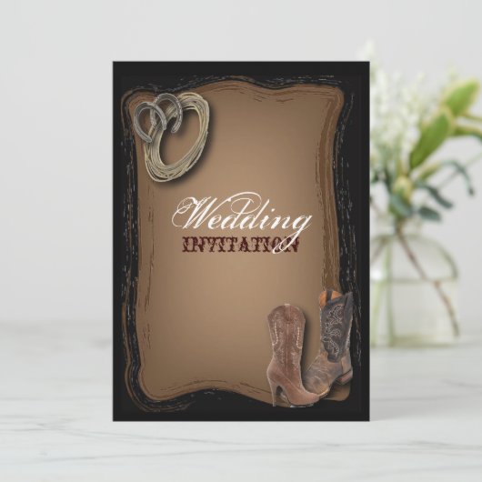 rustikale Westernland-Cowboyhochzeit Einladung (Stehend Vorderseite)