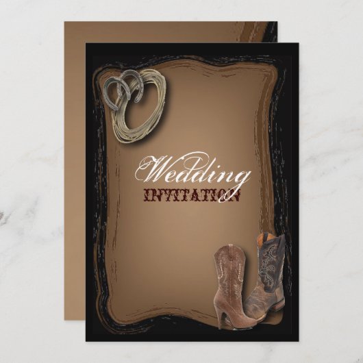 rustikale Westernland-Cowboyhochzeit Einladung (Vorne/Hinten)